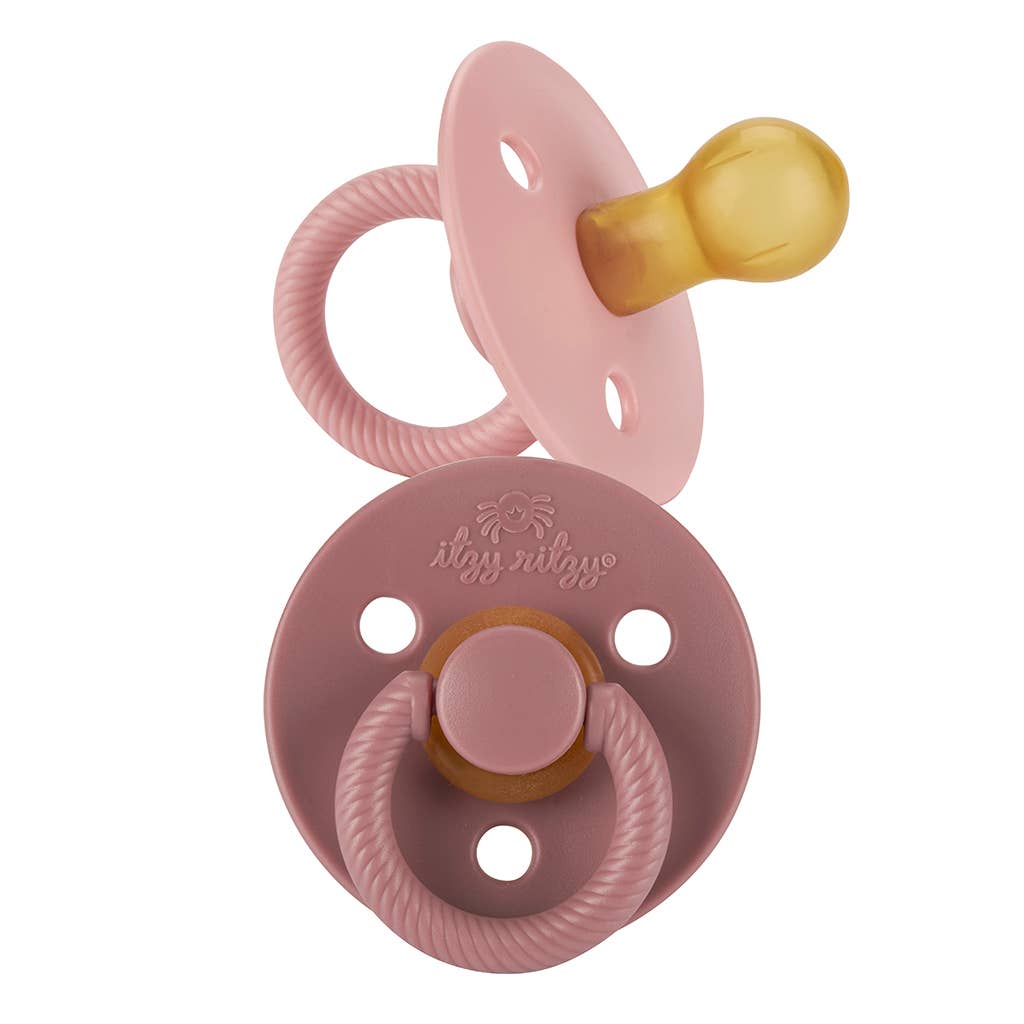Itzy Soother: Pink Natural Rubber Pacifier Set (0-6m)