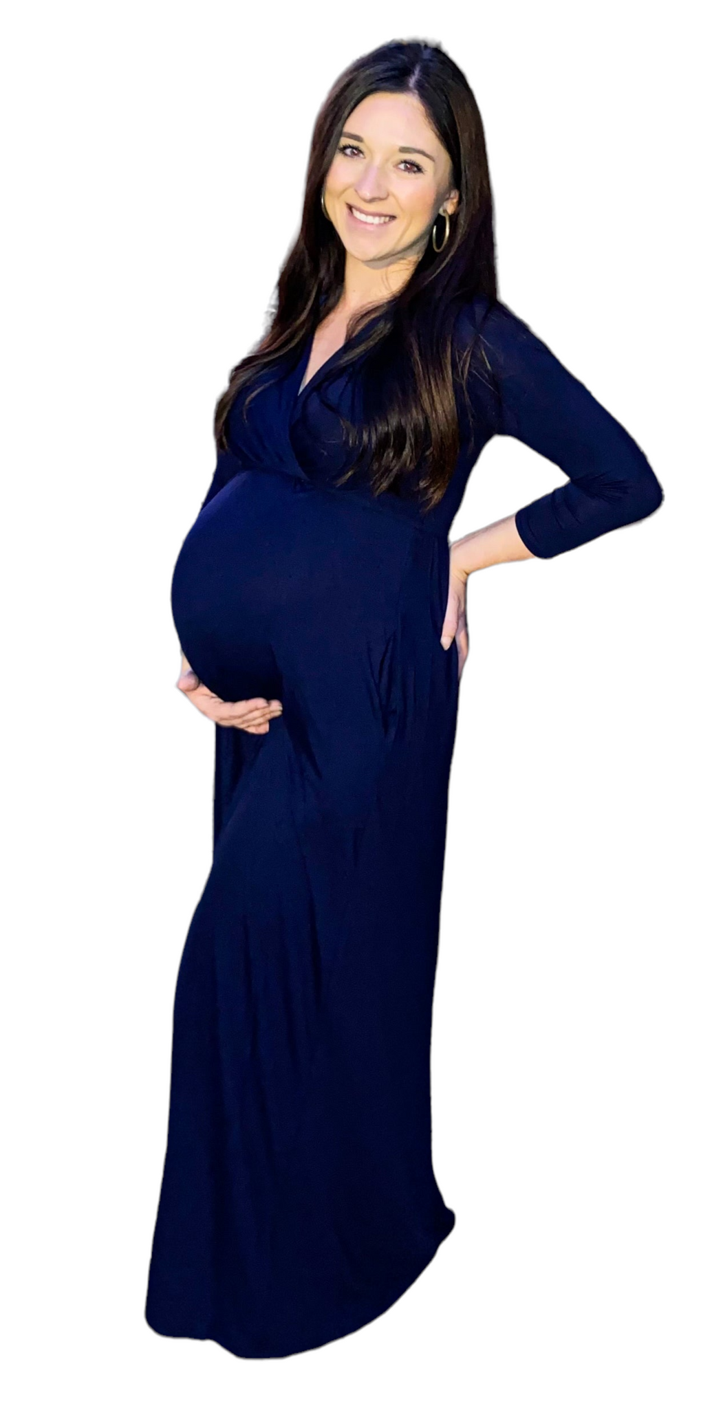 navy blue maternity dresses for photoshoot Navy Floral Off Shoulder Wrap Maternity Photoshoot Gown/Dress