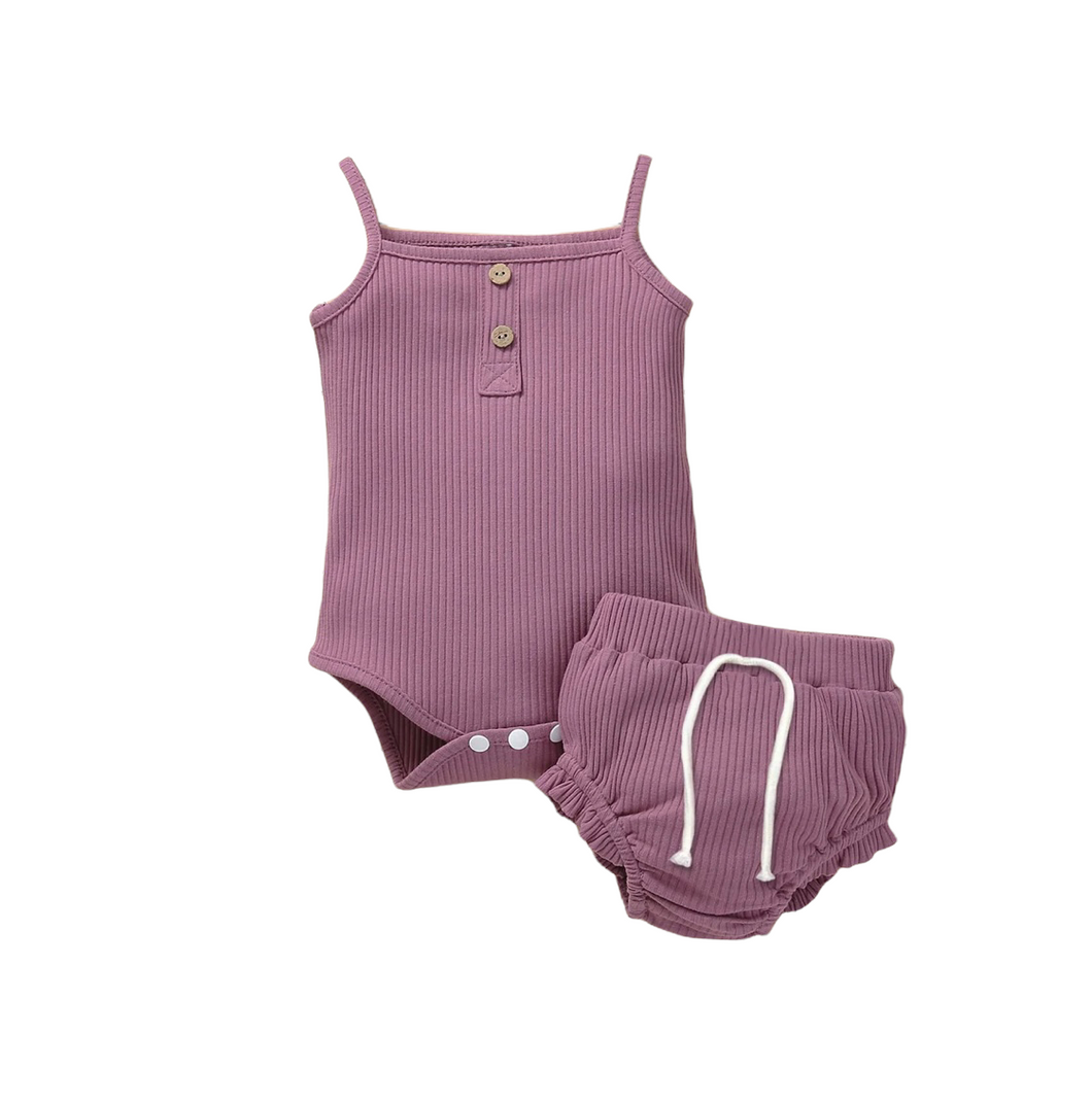 Lavender Bodysuit & Shorts Set (Size Options)