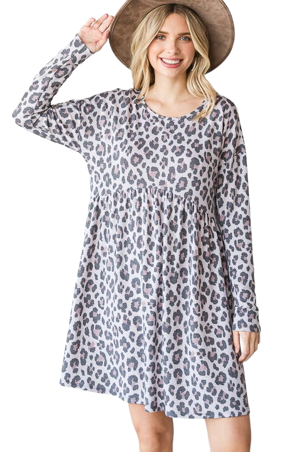 Leopard Babydoll Dress (1X-3X)