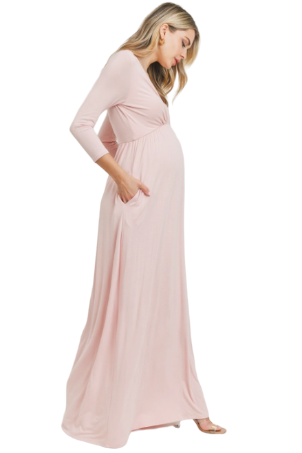 Blush- 3/4 sleeve Maxi Dress