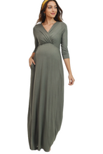 Load image into Gallery viewer, Olive- 3/4 Sleeve Maxi Dress
