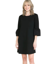 Load image into Gallery viewer, Black 3/4 Ruffle Sleeve Midi Dress
