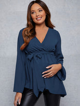 Load image into Gallery viewer, Maternity surplice neck belted top
