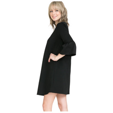 Load image into Gallery viewer, Black 3/4 Ruffle Sleeve Midi Dress
