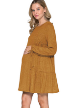Load image into Gallery viewer, Long Sleeve Mustard Dress
