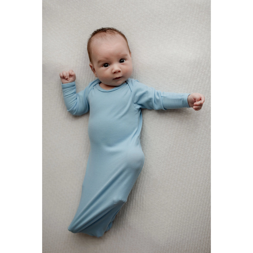 Baby Blue Ribbed Knotted Gown