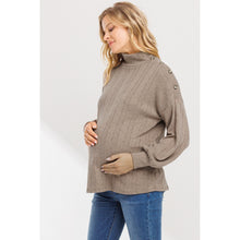 Load image into Gallery viewer, Turtle Neck Mocha Sweater with Button Detail
