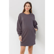 Load image into Gallery viewer, Dusty Lilac Crew Neck Sweater Dress
