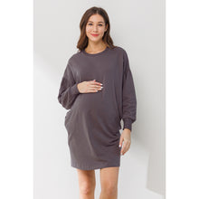 Load image into Gallery viewer, Dusty Lilac Crew Neck Sweater Dress
